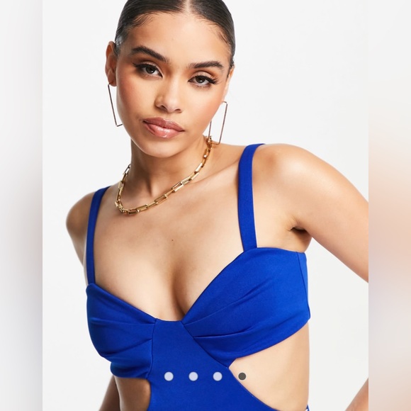 ASOS Design Cut Out Blue Mini Dress - Picture 4 of 10